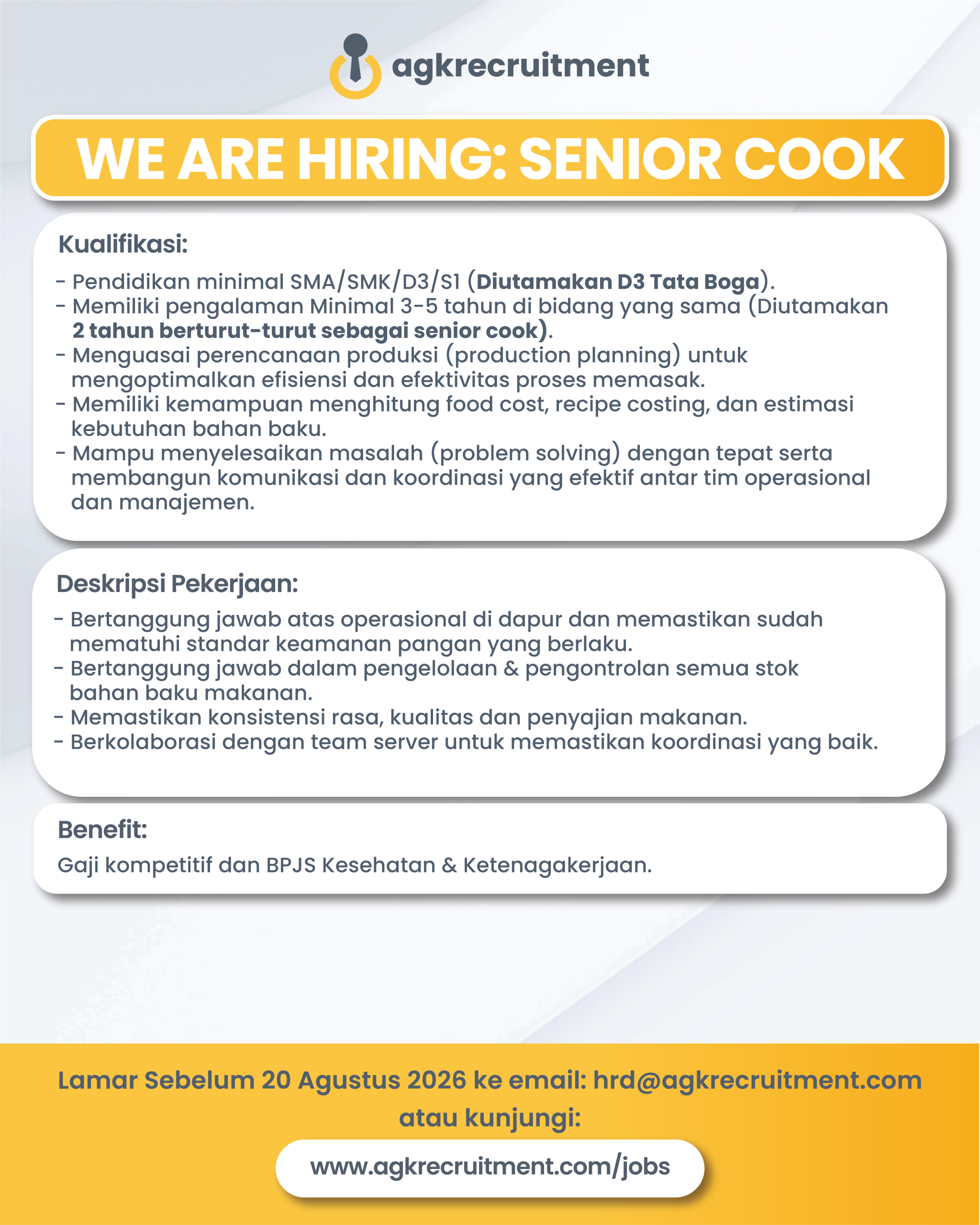 Lowongan Kerja_Senior Cook