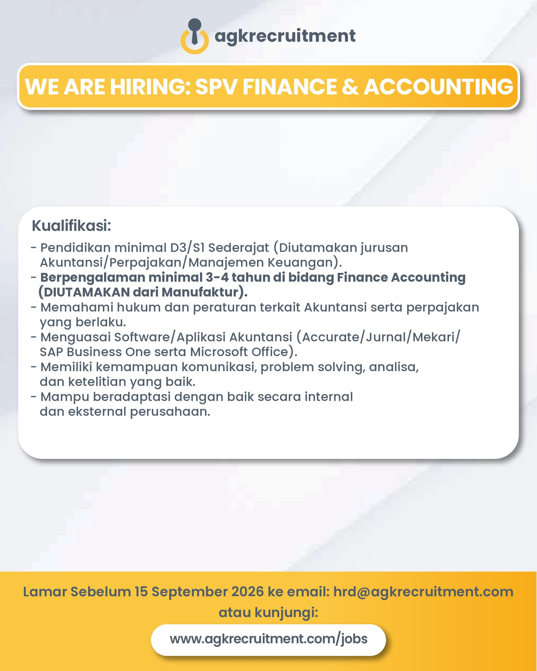 Lowongan Kerja_Spv Finance Accounting