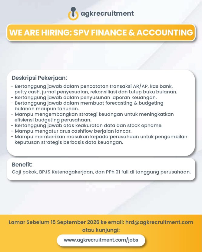 Lowongan Kerja_Spv Finance Accounting